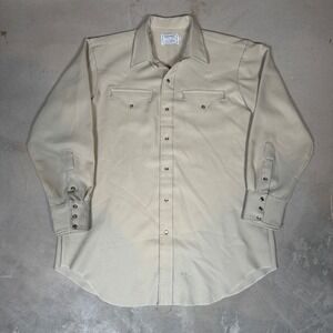 Vintage H Bar C California Ranchwear Mens 17-34 Tan Pearl Snap Western Shirt L
